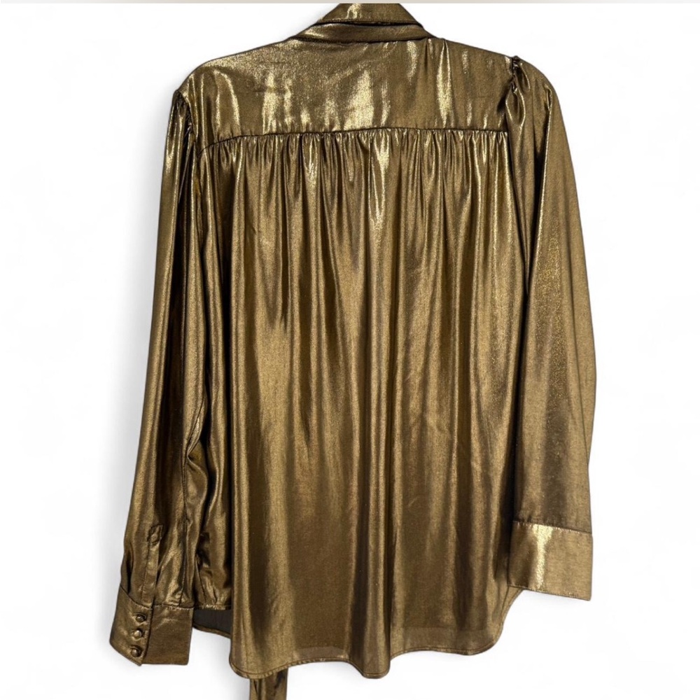 7 For All Mankind Shiny Gold Blouse - Picture 6 of 6
